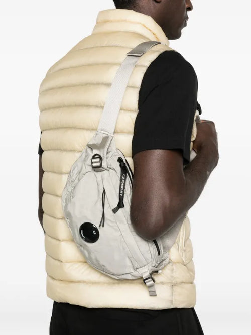C.P. Company Logo-patch Zipped Silver Belt Bag