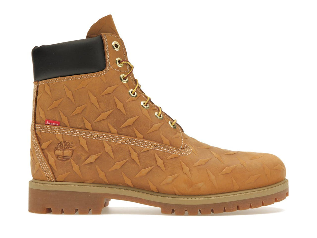 Supreme x Timberland 6-Inch Premium Waterproof Boot Embossed Diamond Plate Wheat
