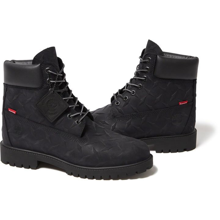 Supreme x Timberland 6-Inch Premium Waterproof Boot Embossed Diamond Plate Wheat BLACK