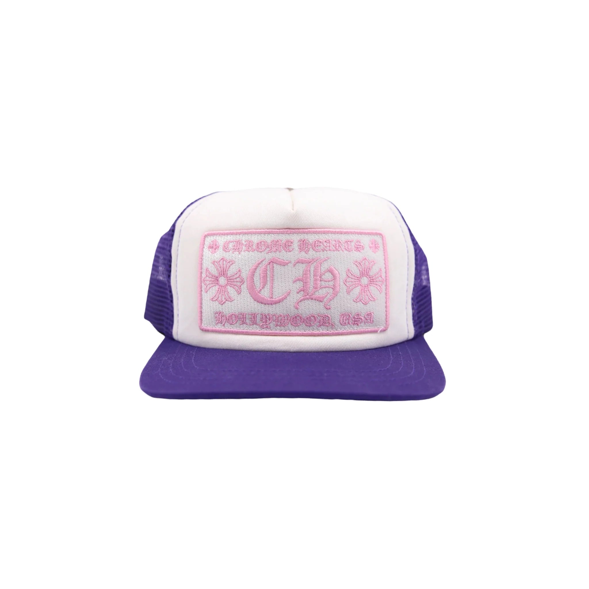 CHROME HEARTS HOLLYWOOD PINK/PURPLE TRUCKER HAT