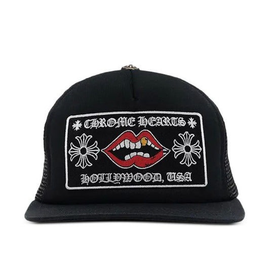 Black Chrome Hearts Chomper Hollywood baseball cap